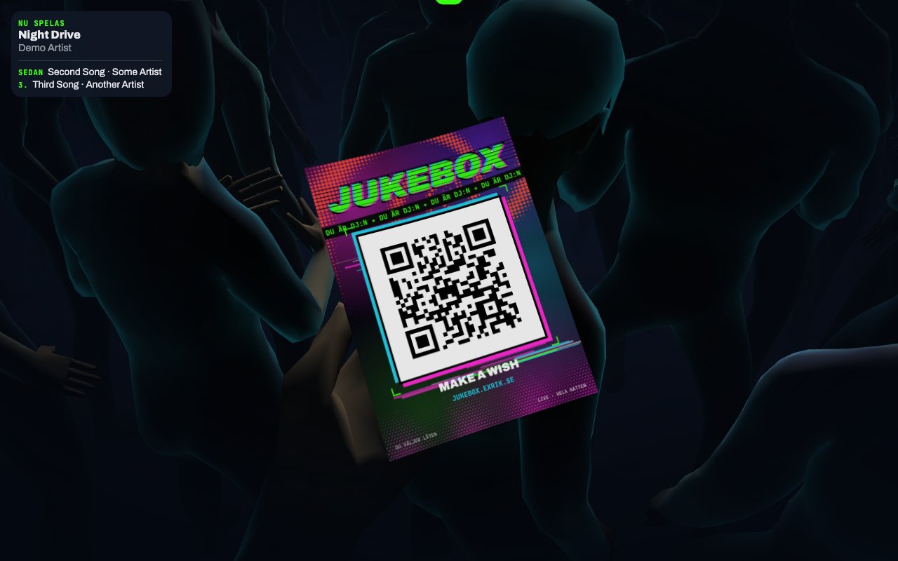 Flyern med QR-koden, sedd när man tittar ner